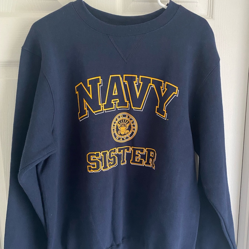 NEW Ladies “Navy Sister” crewneck sweater sweatshirt. Vintage Soffe Medium